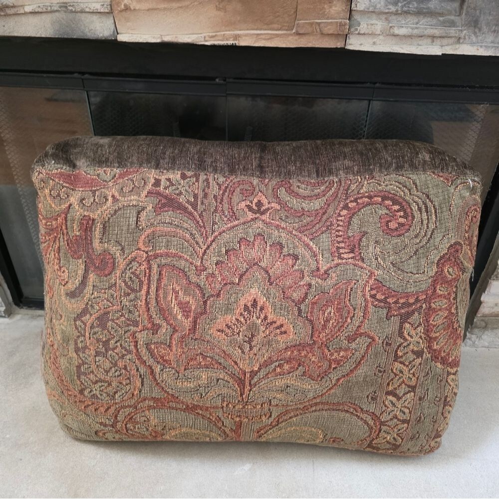 Paisley Tapestry Design Accent Chair Couch Pillow Cover Brown Rust Red Paisley - Picture 2 of 16